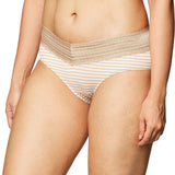Warner's No Problems Comfort Waist Panty Toasted Almond Stripe Brown 3XL