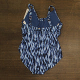 Anne Cole Drape Front Underwire One Piece Swimsuit Tie Dye Ikat Blue Multi 16W
