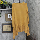 DG2 by Diane Gilman Womens Ribbed Knit Sweater and Chiffon Top Camel Brown M