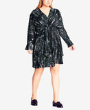 City Chic Womens Trendy Plus Size Twist Tracks Dress 204781