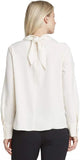 Who What Wear Women's Long Sleeve Scarf Blouse WWT-783 Cream Off White S