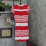 As U Wish Juniors Striped Drawstring T-Shirt Dress Red Stripe M