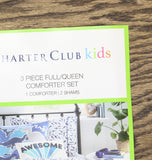 Charter Club Kids Dino Camo 3-Piece Cotton Comforter Set Blue Multi Full / Queen