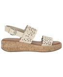 Lucky Brand Womens Elsie Double Band Round Toe Wedge Sandals Bone Brown 6M