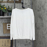 Lucky Brand Long Sleeve Scoop Neck Geo Cloud Jersey Smocking Top Cream Multi M