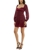 B. Darlin Juniors Sweetheart-Neck Long Sleeve Dress 1JCAR39 Wine Red 9/10