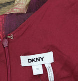 DKNY Womens Abstract V-Neck Belted Dress Midi Brush Stroke Brown Multi 10
