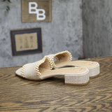 A New Day Womens Lottie Sandals Block Heel Pearl Accent Natural Brown 7.5M