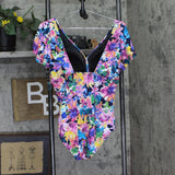 Swim Solutions Dreams Flutter-Sleeve One-Piece Swimsuit Navy Blue / Multi 16