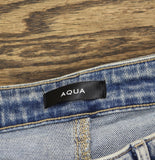 Aqua Womens Distressed High Rise Wide Leg Jeans AQ9142C-M Medium Wash Blue 27