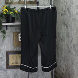 Anybody Womens Piped Satin Pajama Pants A353765 Black / White XL