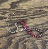 Slider Adjustable Tennis Bracelet Silver Gray / Red
