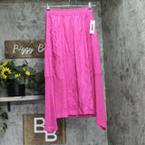DKNY Handkerchief Hem Mixed Media Maxi Skirt P4DN8X10 Vivid Pink XS