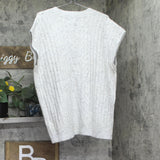 Universal Thread Knit V Neck Cap Sleeve Ribbed Hem Sweater Vest Light Gray L