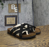 White Mountain Womens Harrington Footbed Sandal Strappy Black / Nubuk 9M
