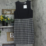 Kasper Womens Mixed Media Sheath Tweed Dress 10916485 Black Multi 12