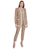 Tommy Hilfiger Open-Front Slim Fit Blazer Caribou Brown / Ivory Off White 6