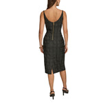 Donna Karan Womens Boat Neck Jacquard Textured Sleeveless Sheath Dress Black 8