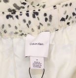 Calvin Klein Womens Printed Pull-on Pants Wide Leg Lined Light Gray Print M