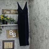 1.STATE Womens Velvet Midi Dress DS93017245AM Navy Blue XS