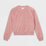 Universal Thread Womens Leisure Studio Velour Pullover Sweatshirt Mauve Pink M