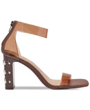 I.N.C. International Concepts Faux Leather Studded Ankle Strap Heels Brown 9.5M