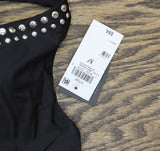 Bar III Womens Tell Me About It Studded One Piece Swimsuit Black / Siver M