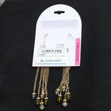 Bijoux Bar Triangle Chain Drop Beaded Dangly Earrings Gold / Blue / Green 4"