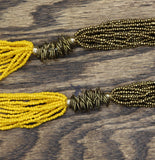 Womens Seed Bead Twisted Wire Cluster Necklace Yellow / Copper Brown 36" + 2"