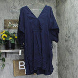 Lauren Ralph Lauren Beach Swim Cover-Up Tunic with Side Slits Dark Navy Blue 1X