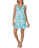 Cuddl Duds Womens Cotton-Blend Sleeveless Chemise Nightgown Summer Scene Blue XL