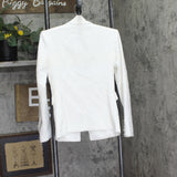 Aqua Side Button Blazer Jacket IJM30881 White 2XS