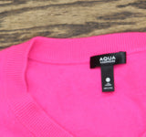 Aqua Womens Pullover Cashmere V-Neck Sweater V11027 Neon Pink XS