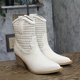 DV Dolce Vita Leather Pull-On Pointed Toe Western Booties Ivory Off White 8M