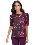 Calvin Klein Womens Short-Sleeve Button-Up Blouse S47TG56C Black Multi XS