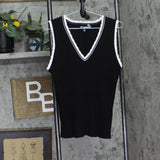 Karl Lagerfeld Paris Womens Lace-Trim Sweater Tank Top Black Soft White XL