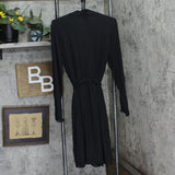 State Of Day Womens Lace-Trim Knit Wrap Robe 100196974MS Deep Black L