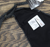 Salt + Cove Womens Solid Lurex Twist-Front Bikini Swim Top SC25081BT Black L