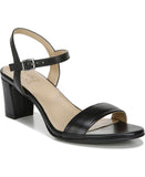 Naturalizer Bristol Ankle Strap Chunky Block Dress Sandal Black Faux Leather 10W