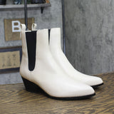 Michael Michael Kors Block Heel Ankle Boots Light Cream Off White / Black 8M