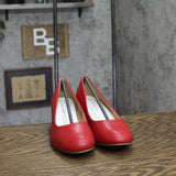 Journee Collection Luu Comfort Insole Round Toe Low Block Heel Pumps Red 7.5M