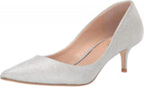 Jewel Badgley Mischka Royalty Pointed Toe Kitten Heels Shoes Silver Gray 7.5M