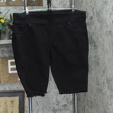 DG2 by Diane Gilman Plus Size Frayed Pull On Denim Bermuda Shorts Black 2X