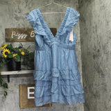 Aqua Ruffle Tiered V-Neck Mini Dress WDR121502-BL Slate Blue 2XL