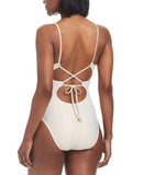 Bar III Womens V-Wire Plunge-Neck One Piece Swimsuit MBRE25249 Gold Shimmer S