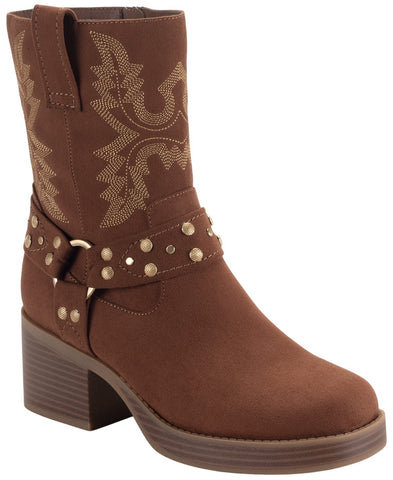 Sun + Stone Womens Norahh Moto Midshaft Bootie Russet Microsuede Brown 8.5M