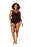 Anne Cole Womens Plus Size Twist Front Underwire Tankini Swim Top Black 18W