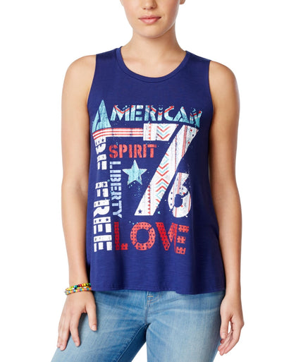 Self Esteem Juniors American Spirit Graphic Tank Topo Blue M
