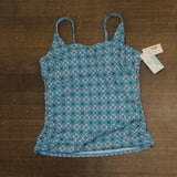 Swim Solutions Printed Tummy-Control Tankini Swim Top Tile Together Blue 16