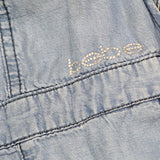 Bebe Girls Distressed Lightweight Lyocell Chambray Overalls Blue S(7-8)